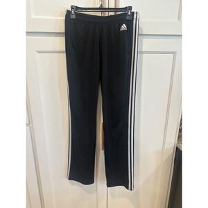 Adidas women's Track Pants Black White 3 Stripe Logo Athletic Size M